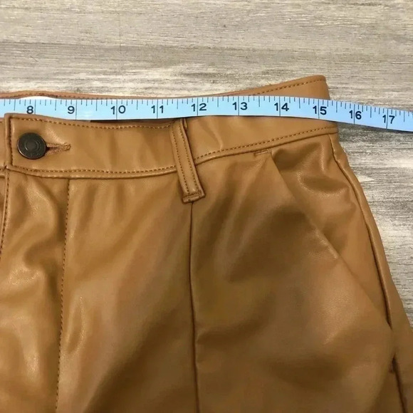Abercrombie & Fitch Tan Faux Vegan Leather The Skinny Ultra High Rise Split 32 - Picture 10 of 10